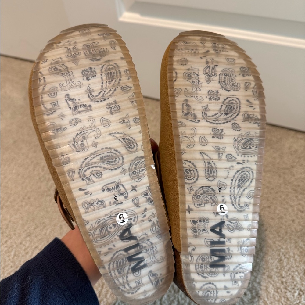 MIA Tan Suede Slip-On Clogs - Picture 6 of 7